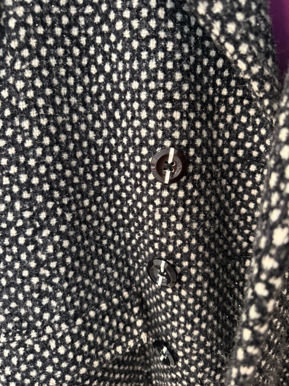 Alice + Olivia Black/ White Wool Blend Short Pea Coat L - Picture 9 of 9